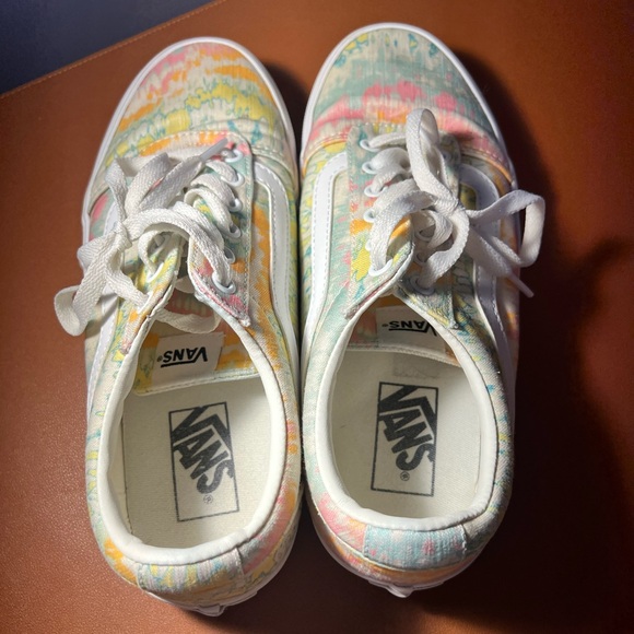 Multi-colored gently used Vans. Laced low tops. - Picture 2 of 4
